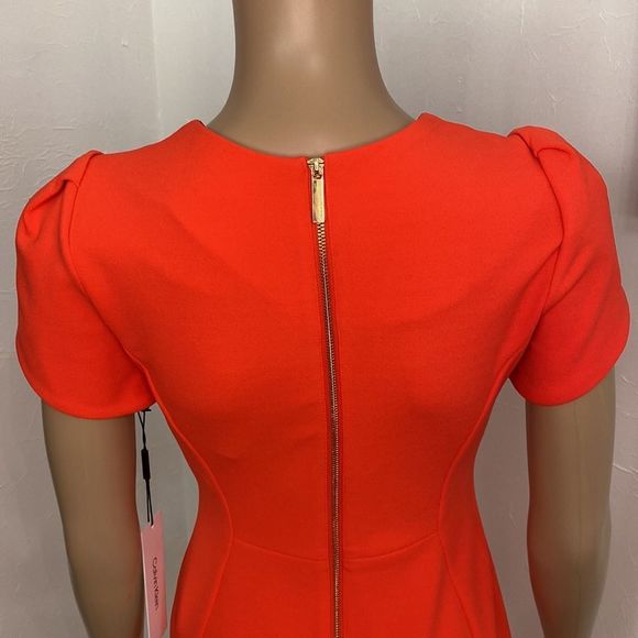 Calvin Klein Tulip Sleeve Sheath Dress Cocktail Spicy Orange Womens Size 2 - Picture 9 of 10